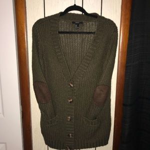 Chunky Olive Green Sweater W/ Elbow detail